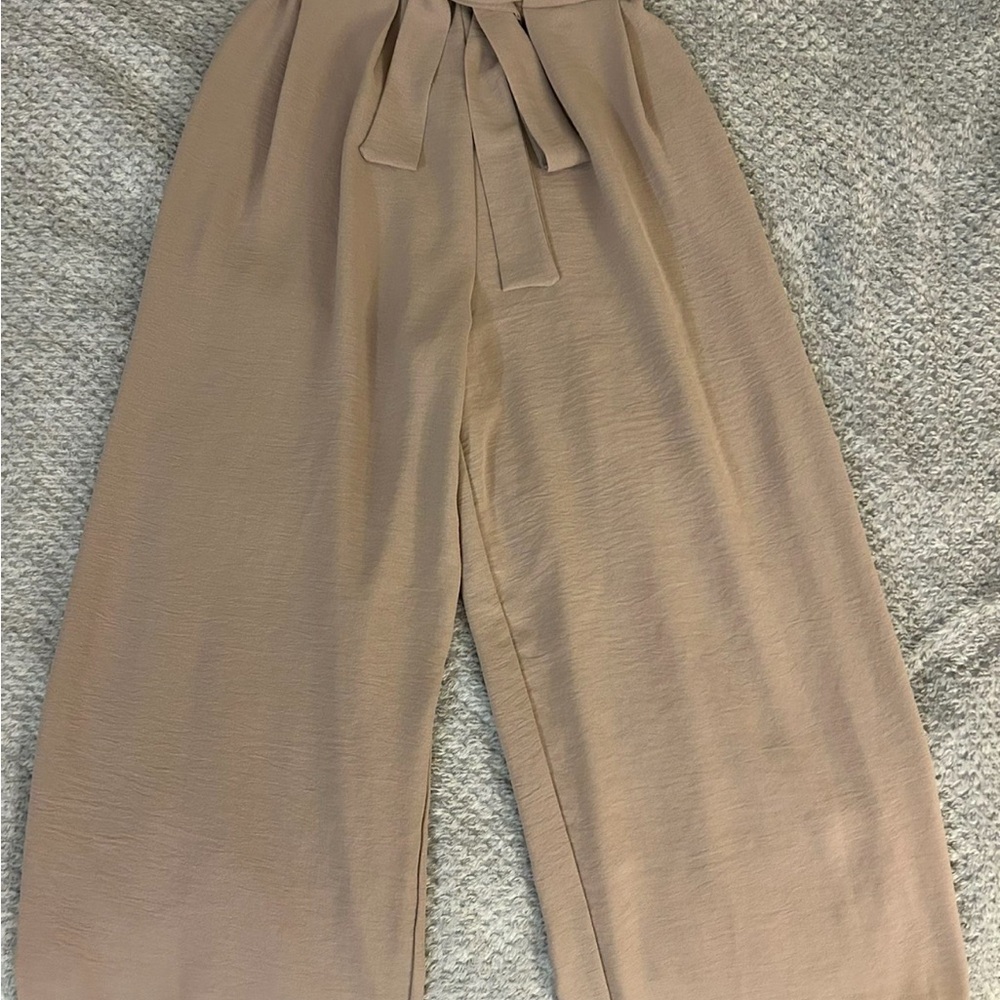 Zara Tan Wide Leg Pants with High Waist